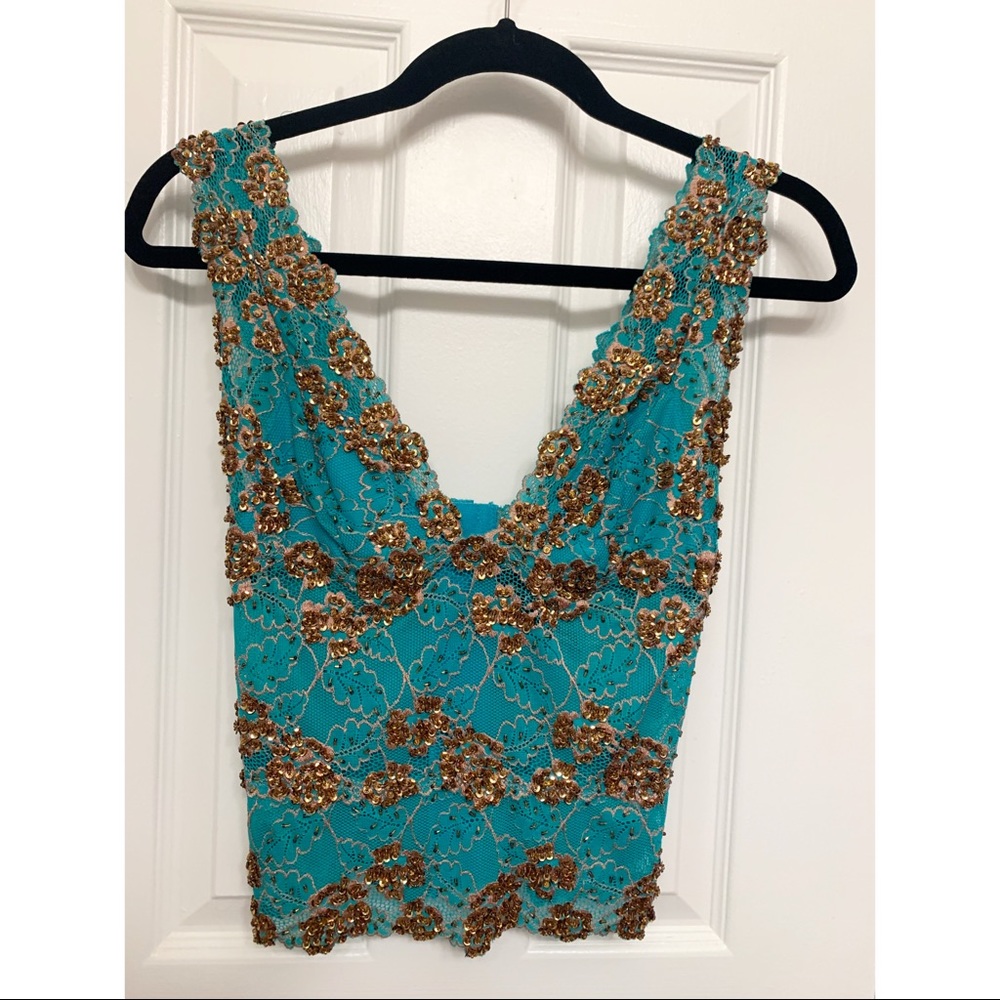Vintage Sequin Lace Tank Top